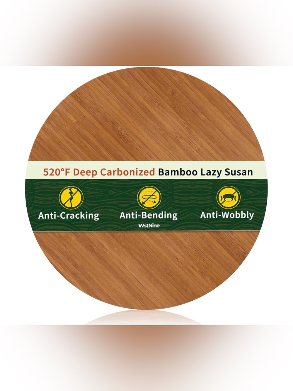 Bamboo 11” Lazy Susan Turntable - Natural Brown